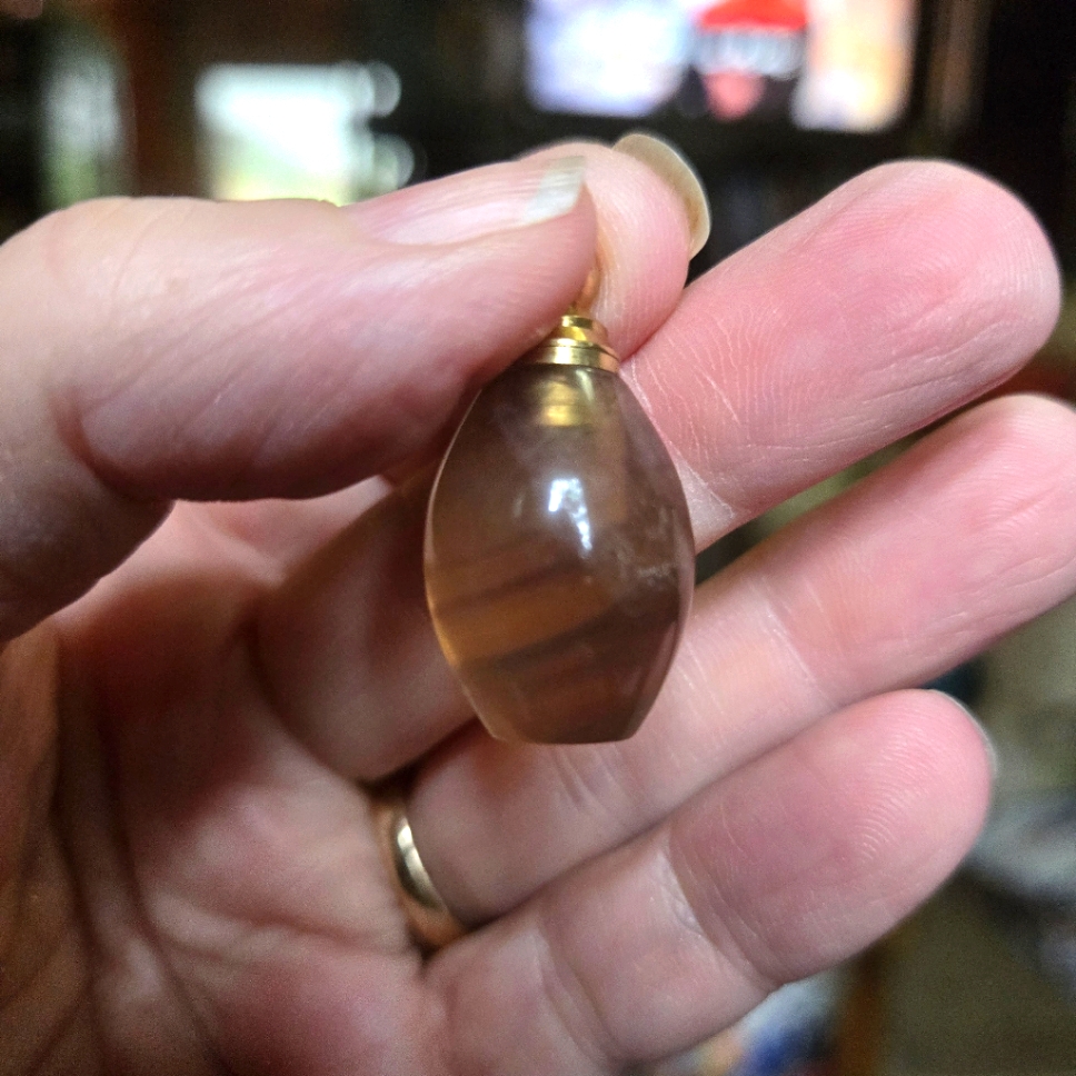 Amber Colored Stripped Agate Crystal Bottle Pendant Last One!